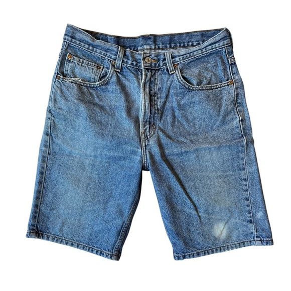Levis 505 shorts 33 Regular fit Distressed faded blue Worn soft Mens Zip fly - Picture 1 of 9